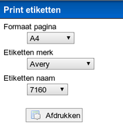Adressen op etiketten geprint