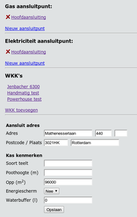 Pagina met informatie per adres